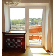 Балконный блок (дверь 800х2150 мм + окно глухое 800х1100 мм) монтажная ширина 60 мм профиль WDS Ekipazh Ultra 60 Киев