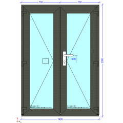 Дверь 1400х2000 мм монтажная ширина 70 мм профиль WDS Ekipazh Ultra 70 Луцк