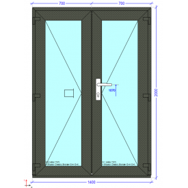 Дверь 1400х2000 мм монтажная ширина 70 мм профиль WDS Ekipazh Ultra 70