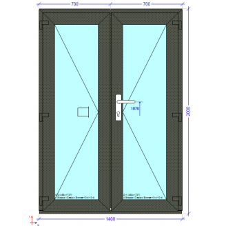 Дверь 1400х2000 мм монтажная ширина 70 мм профиль WDS Ekipazh Ultra 70