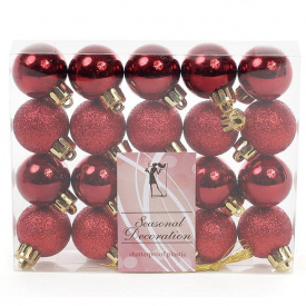 Набор пластиковых новогодних шаров Flora 20 шт D-3 см Красный (11740)