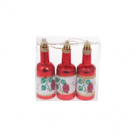 Набір ялинкових прикрас BonaDi Пляшки 3 шт 10 см Червоний (195-D32)