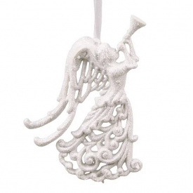 Підвіска новорічна Flora Янголятко 14 см Білий (11319)