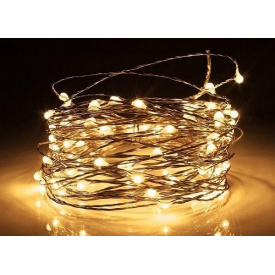 Світлодіодна гірлянда нитка Led Краплі роси на 100 світлодіодів 10 м Біла тепла