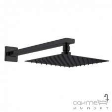 Квадратный верхний душ с кронштейном Volle Cascada R85 1586.180104 de la noche матовый черный