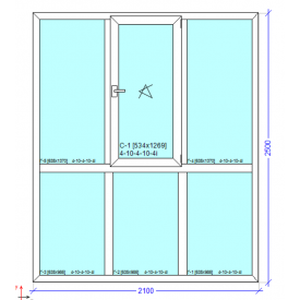 Панорамне металопластикове вікно 2100х2500мм монтажна ширина 60 мм профіль WDS Ekipazh Ultra 60 