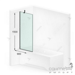 Шторка на ванну Liberta RLEVERK 900x1500 графит Полтава
