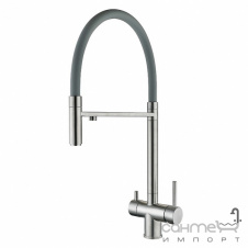 Смеситель для кухни с гибким изливом и изливом для фильтрованной воды Zerix KIT-021 нерж. сталь/серый