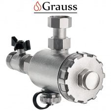 Фильтр магнитный для котла с краном, латунный 3/4", Grauss GR.1271