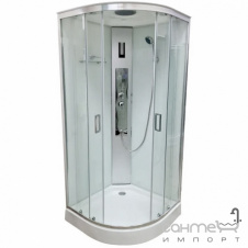 Полукруглый гидромассажный бокс Veronis BN-4-90 white (CHROME) профиль хром/прозрачное стекло, белый стенки
