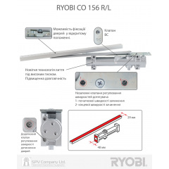 Дверной доводчик марки RYOBI® (Япония), Максимальный вес дверей: 180 кг, Ширина 1800 мм Ивано-Франковск