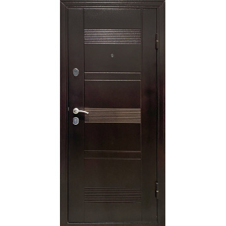Вхідні двері металеві БЦ-132 мідний антик/спил дерева 860х960х2050 мм