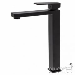 Смеситель для раковины высокий Аква Родос Italy 02 Black Matte матовый черный Дніпро