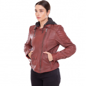 Мотокуртка кожаная с защитой NERVE 17007 L(46-48) Бордовый