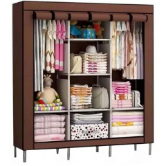 Шафа тканинна розкладна на три секції Storage Wardrobe 88130 130х45х175 см Коричнева (101027) Ужгород