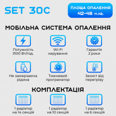 Розумна мобільна система опалення електрична ELECTRO SET 30С WI-FI 3100 Вт Мукачево