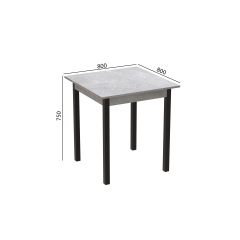 Стіл кухонний Ferrum-decor Дієго 75x80x80 Чорний ДСП Бетон 16мм (DIE0007) Полтава