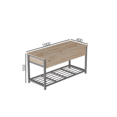 Банкетка з ящиком Ferrum-decor Дрейк 1 550x1000x400 метал Сірий ДСП Дуб Сан-Маріно 16 мм (DRE0016) Косів