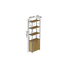 Етажерка 4/60 Ferrum-decor Серії Конект із тумбою 179x60x28 Сірий ДСП Дуб Артізан (FD1082) Костопіль