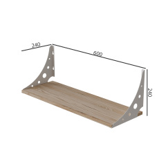 Полиця настінна Ferrum-decor Ханді 2 240x600x240 метал Білий ДСП Дуб Сан-Маріно 16 мм (XND0030) Переяслав-Хмельницкий