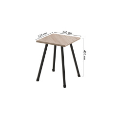 Табурет кухонный Ferrum-decor 430x320x320 Черный металл ДСП Дуб Сан-Марино 16 мм (TAB002) Михайловка