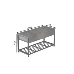 Банкетка з ящиком Ferrum-decor Дрейк 2 550x1200x400 метал Сірий ДСП Бетон 16 мм (DRE0042) Покровск