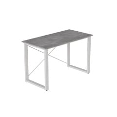Письмовий стіл Ferrum-decor Драйв 750x1400x600 Білий метал ДСП Бетон 32 мм (DRA189) Кам'янське