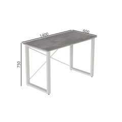 Письмовий стіл Ferrum-decor Драйв 750x1400x600 Білий метал ДСП Бетон 32 мм (DRA189) Кам'янське