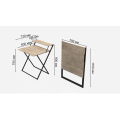 Стол трансформер Компакт 2 Ferrum-decor 750x790x720 Черный металл ДСП Дуб Сан Марино 16 мм (KOM202) Прилуки