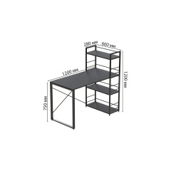 Письмовий стіл Ferrum-decor Конект з етажеркою 75x120x60 см Сосна Кембра (XK00186) Дніпро