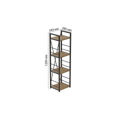 Етажерка 4/34 Ferrum-decor серії Конект 120x34x28 чорний ДСП 16 мм Дуб Артизан Вишгород