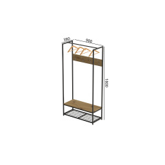 Вешалка напольная модульная Ferrum-decor Трелис 13 180x90x38 черный ДСП Дуб Артизан 16мм (XK00291) Херсон