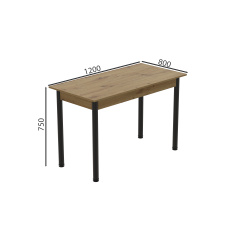 Стіл кухонний Ferrum-decor Беніта 75x120x80 Чорний ДСП Дуб Артізан 16мм (BEN0020) Вознесенск