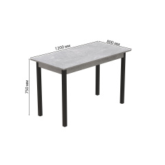 Стіл кухонний Ferrum-decor Маріо 75x120x80 Чорний ДСП Бетон 16мм (MAR0021) Кременець