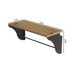 Полиця настінна Ferrum-decor Комфі 260x500x240 метал Чорний ДСП Дуб Артізан 16 мм (KOM0006) Винница
