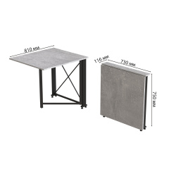 Стол-книжка трансформер Орион 1 Ferrum-decor 750x810x730 Черный металл ДСП Бетон 16 мм (ORI107) Киев