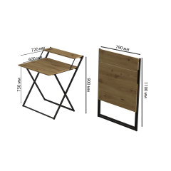 Стол трансформер Компакт 2 Ferrum-decor 750x790x720 Черный металл ДСП Дуб Артизан 16 мм (KOM206) Гайсин