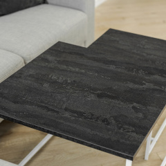Журнальний стіл Adore Décor Квадро M Квадратний 60х60х47 см Білий/вугільний камінь Покровск