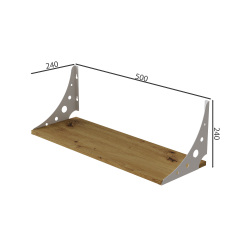 Полиця настінна Ferrum-decor Ханді 2 240x500x240 метал Білий ДСП Дуб Артізан 16 мм (XND0013) Київ