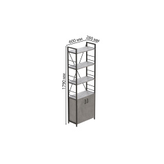 Етажерка 4/60 Ferrum-decor Серії Конект з тумбою 179x60x28 Чорний ДСП Бетон (FD1069) Черноморск
