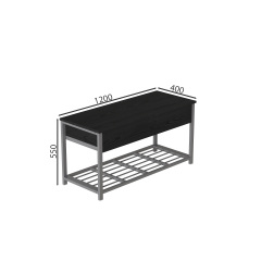 Банкетка з ящиком Ferrum-decor Дрейк 2 550x1200x400 метал Сірий ДСП Сосна Кембра 16 мм (DRE0038) Михайловка