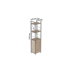 Етажерка 3/34 Ferrum-decor Серії Конект із тумбою 144x34x28 Сірий ДСП Дуб Сан-Маріно (FD1015) Мукачево