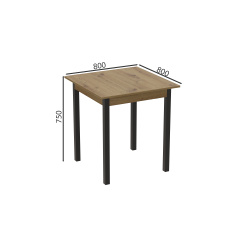 Стіл кухонний Ferrum-decor Агата 75x80x80 Чорний ДСП Дуб Артізан 16мм (AGA0020) Бучач