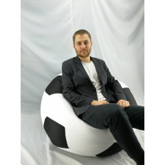 Крісло М'яч Coolki 100 см Чорний з білим (Оксфорд 600D PU) Кам'янка-Дніпровська