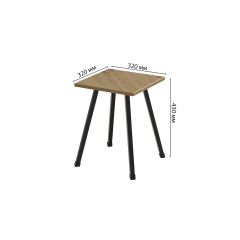 Табурет кухонный Ferrum-decor 430x320x320 Черный металл ДСП Дуб Артизан 16 мм (TAB006) Ворожба