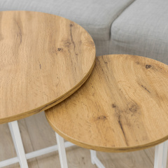 Журнальний стіл Adore Décor Модерн S Круглий 40х40х43 см Білий/Дуб Южноукраїнськ