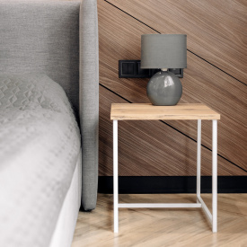 Журнальний стіл Adore Décor Квадро S Квадратний 40х40х43 см Білий/Дуб