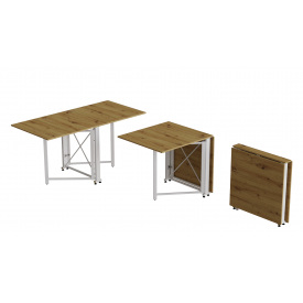 Стол-книжка трансформер Орион 2 Ferrum-decor 750x1520x730 Белый металл ДСП Дуб Артизан 16 мм (ORI213)