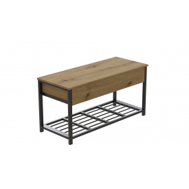 Банкетка с ящиком Ferrum-decor Дрейк 1 550x1000x400 металл Черный ДСП Дуб Артизан 16 мм (DRE0006)