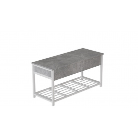 Банкетка с ящиком Ferrum-decor Дрейк 1 550x1000x400 металл Белый ДСП Бетон 16 мм (DRE0014)